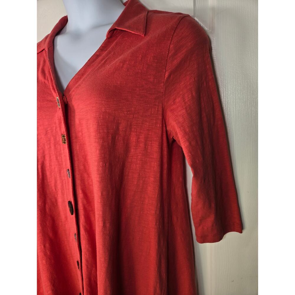 Soft Surroundings Danielle LG Terra Cotta Button Front Asymmetrical Cotton Tunic - Picture 5 of 13